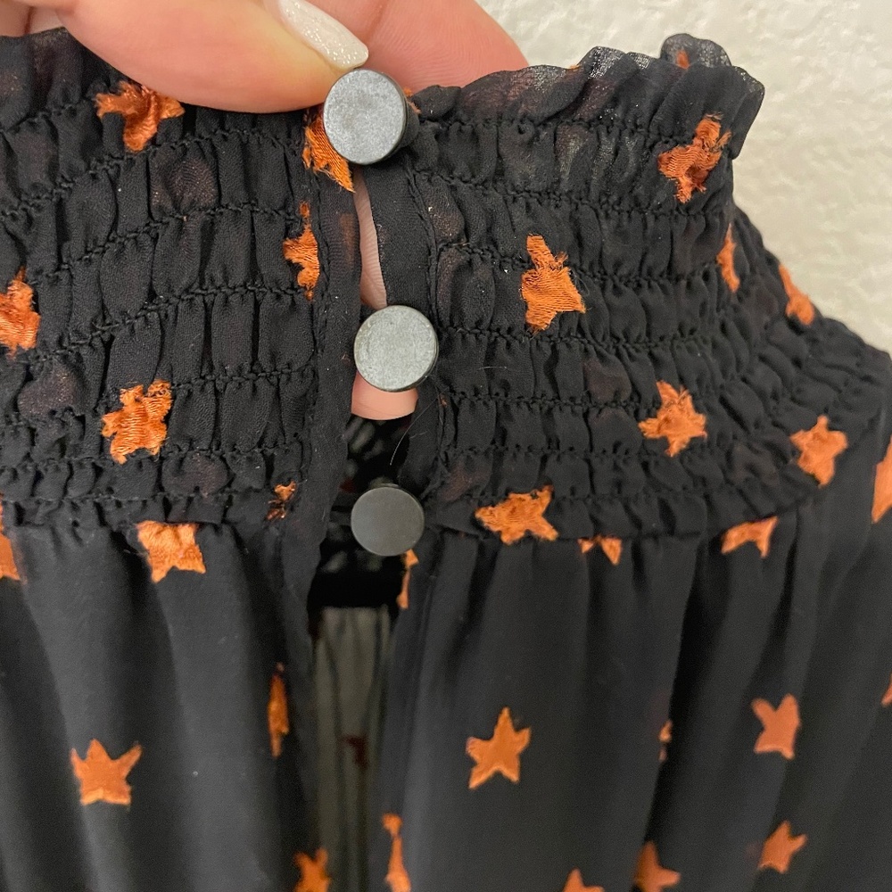SCOTCH & SODA Maison Scotch Chiffon High Neck Star Jacquard Maxi Dress S… - Picture 8 of 15
